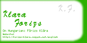 klara forizs business card