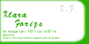 klara forizs business card